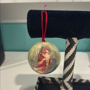 Vintage Santa Claus Ornament with Red Accents